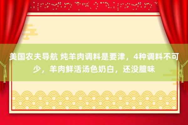 美国农夫导航 炖羊肉调料是要津，4种调料不可少，羊肉鲜活汤色奶白，还没膻味