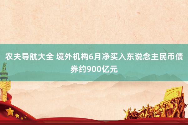 农夫导航大全 境外机构6月净买入东说念主民币债券约900亿元