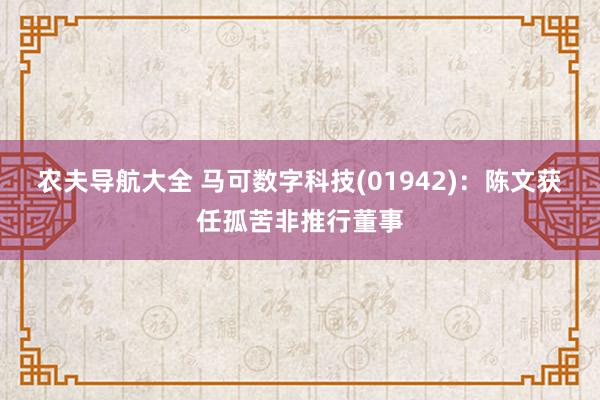 农夫导航大全 马可数字科技(01942)：陈文获任孤苦非推行董事