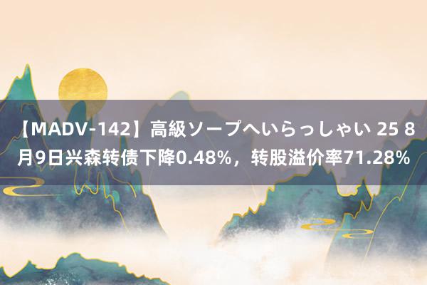 【MADV-142】高級ソープへいらっしゃい 25 8月9日兴森转债下降0.48%，转股溢价率71.28%