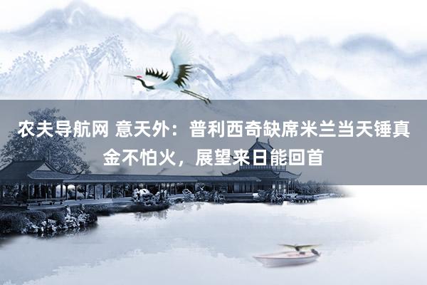 农夫导航网 意天外：普利西奇缺席米兰当天锤真金不怕火，展望来日能回首