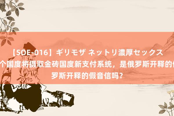 【SOE-016】ギリモザ ネットリ濃厚セックス Ami 159个国度将摄取金砖国度新支付系统，是俄罗斯开释的假音信吗？